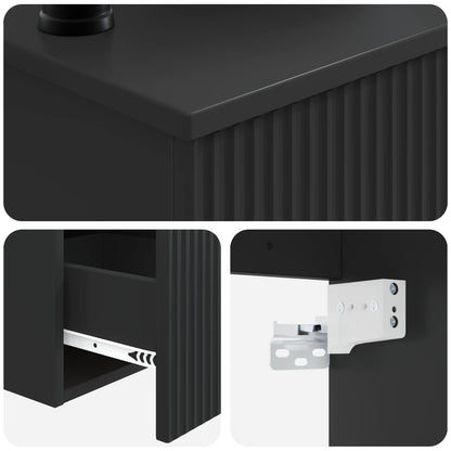 Bathroom Furniture Set 3 pcs Black Engineered Wood
