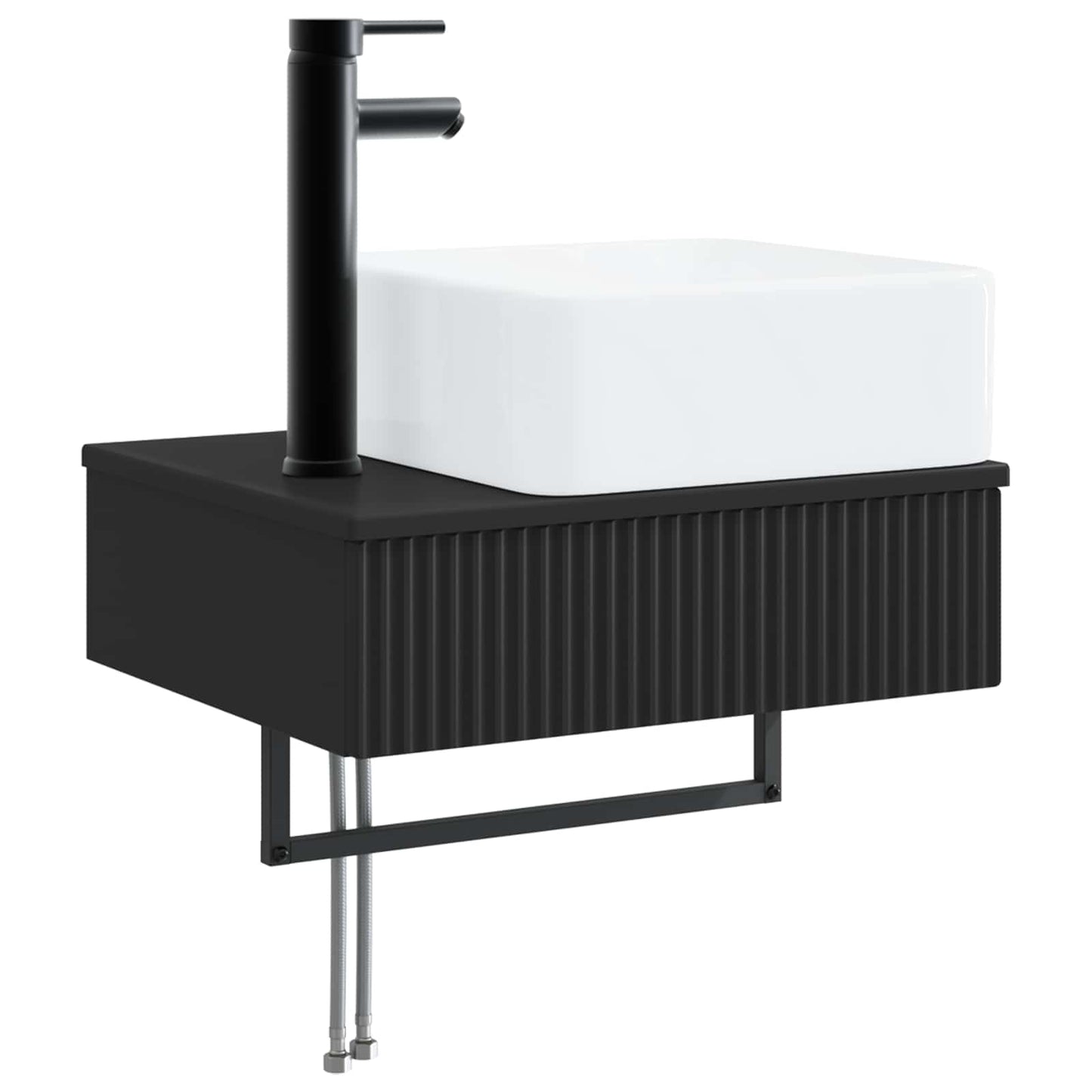 Bathroom Furniture Set 3 pcs Black Engineered Wood
