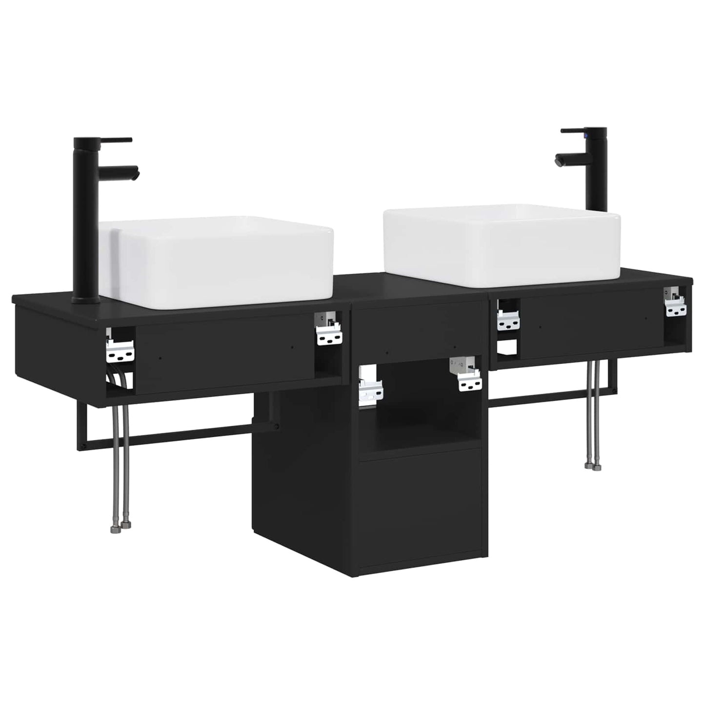 Bathroom Furniture Set 3 pcs Black Engineered Wood