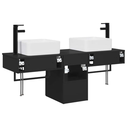 Bathroom Furniture Set 3 pcs Black Engineered Wood