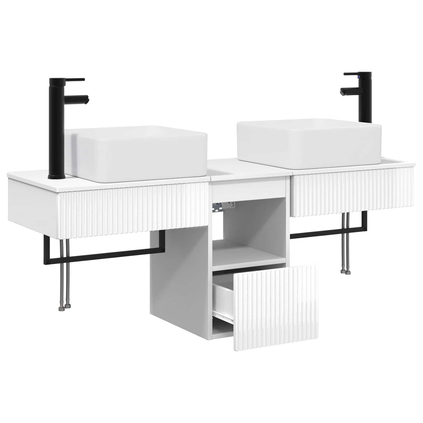 Bathroom Furniture Set 3 pcs High Gloss White Engineered Wood