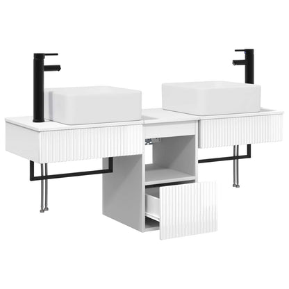 Bathroom Furniture Set 3 pcs High Gloss White Engineered Wood