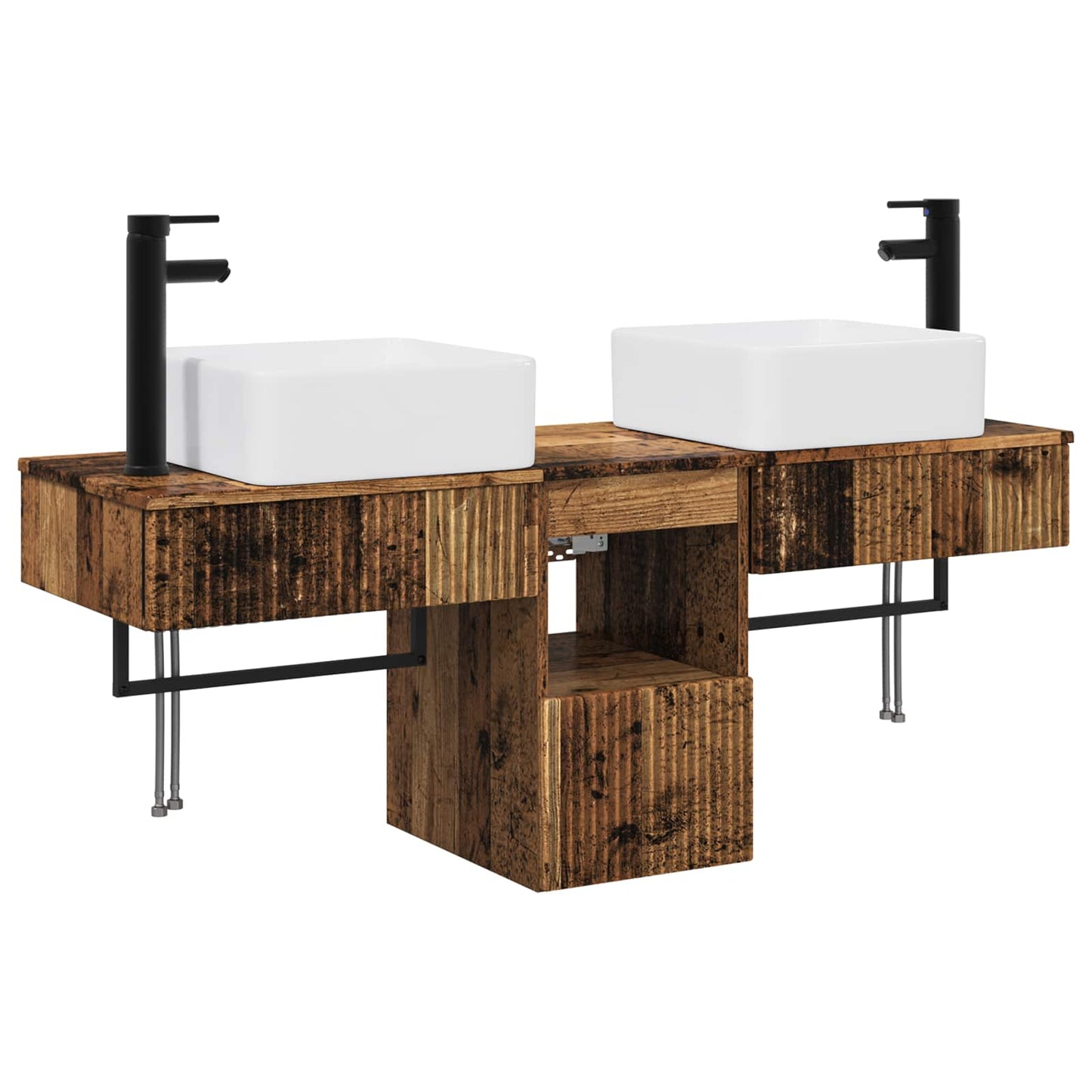Bathroom Furniture Set 3 pcs Old Wood Engineered Wood