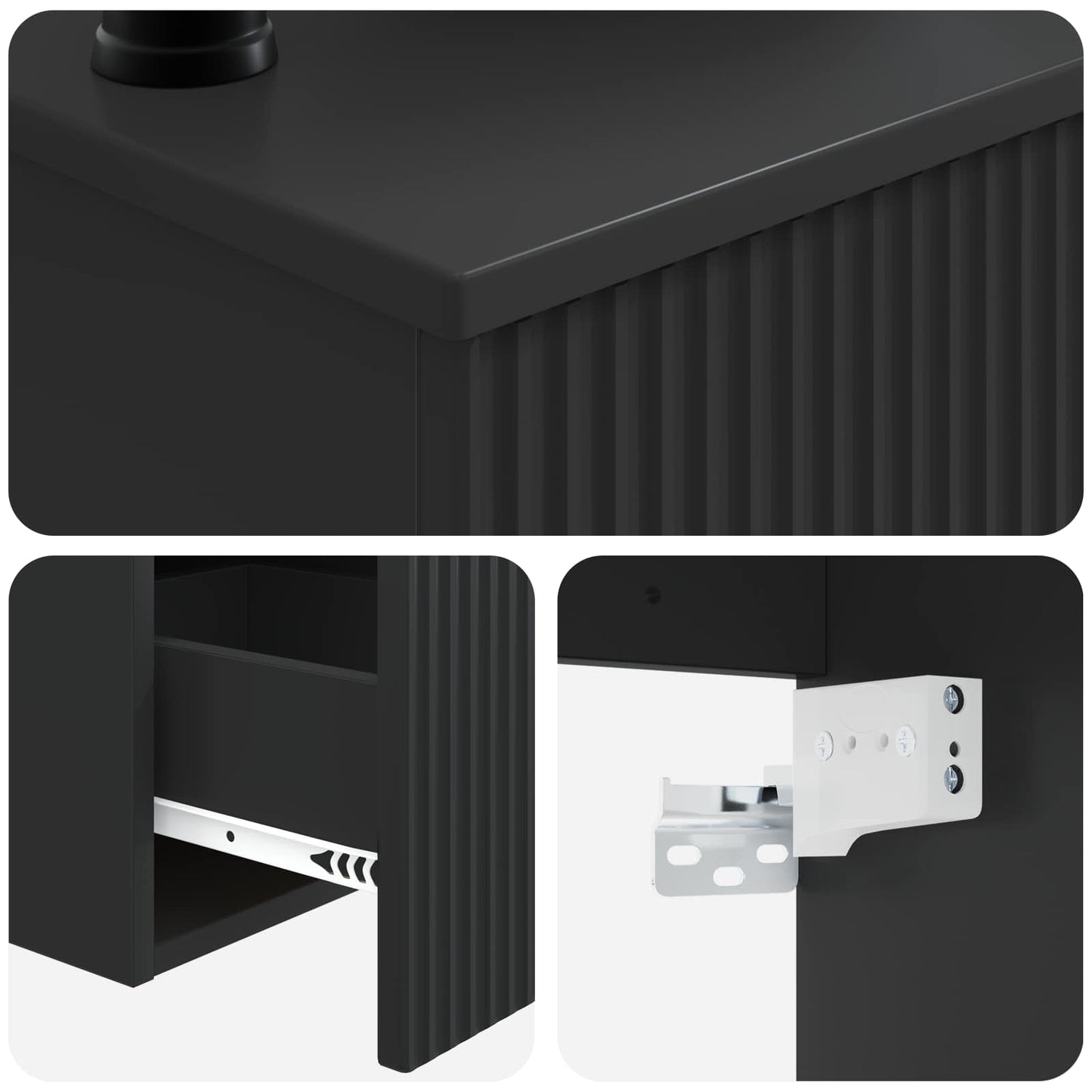 Bathroom Cabinet Set 3 pcs Black 53 x 35 x 39 cm