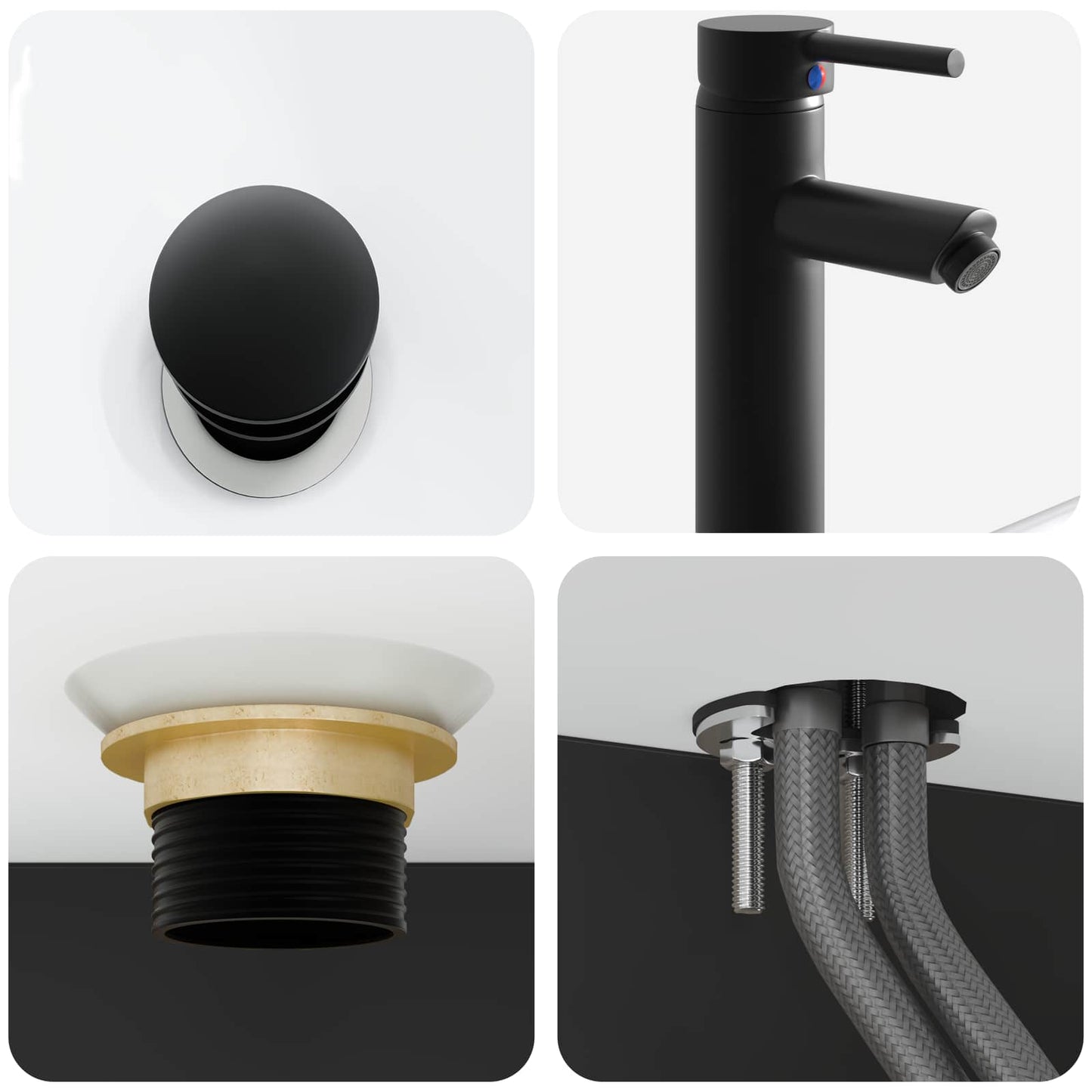Bathroom Cabinet Set 3 pcs Black 53 x 35 x 39 cm