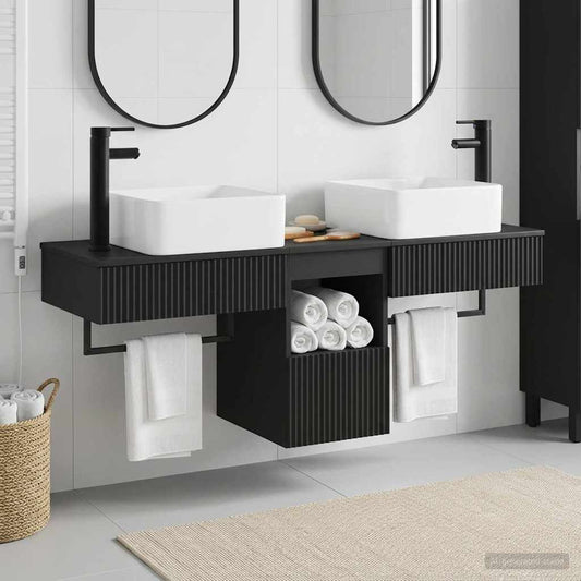 Bathroom Cabinet Set 3 pcs Black 53 x 35 x 39 cm