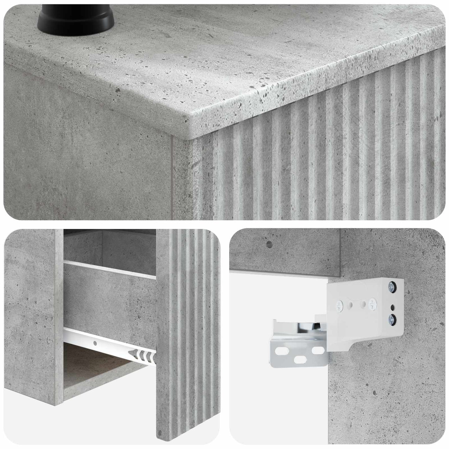 Bathroom Cabinet Set 3 pcs Concrete Grey 53 x 35 x 39 cm