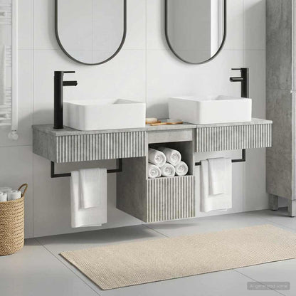 Bathroom Cabinet Set 3 pcs Concrete Grey 53 x 35 x 39 cm