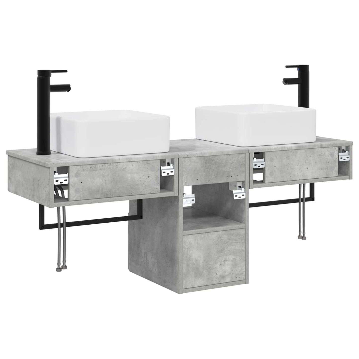 Bathroom Cabinet Set 3 pcs Concrete Grey 53 x 35 x 39 cm