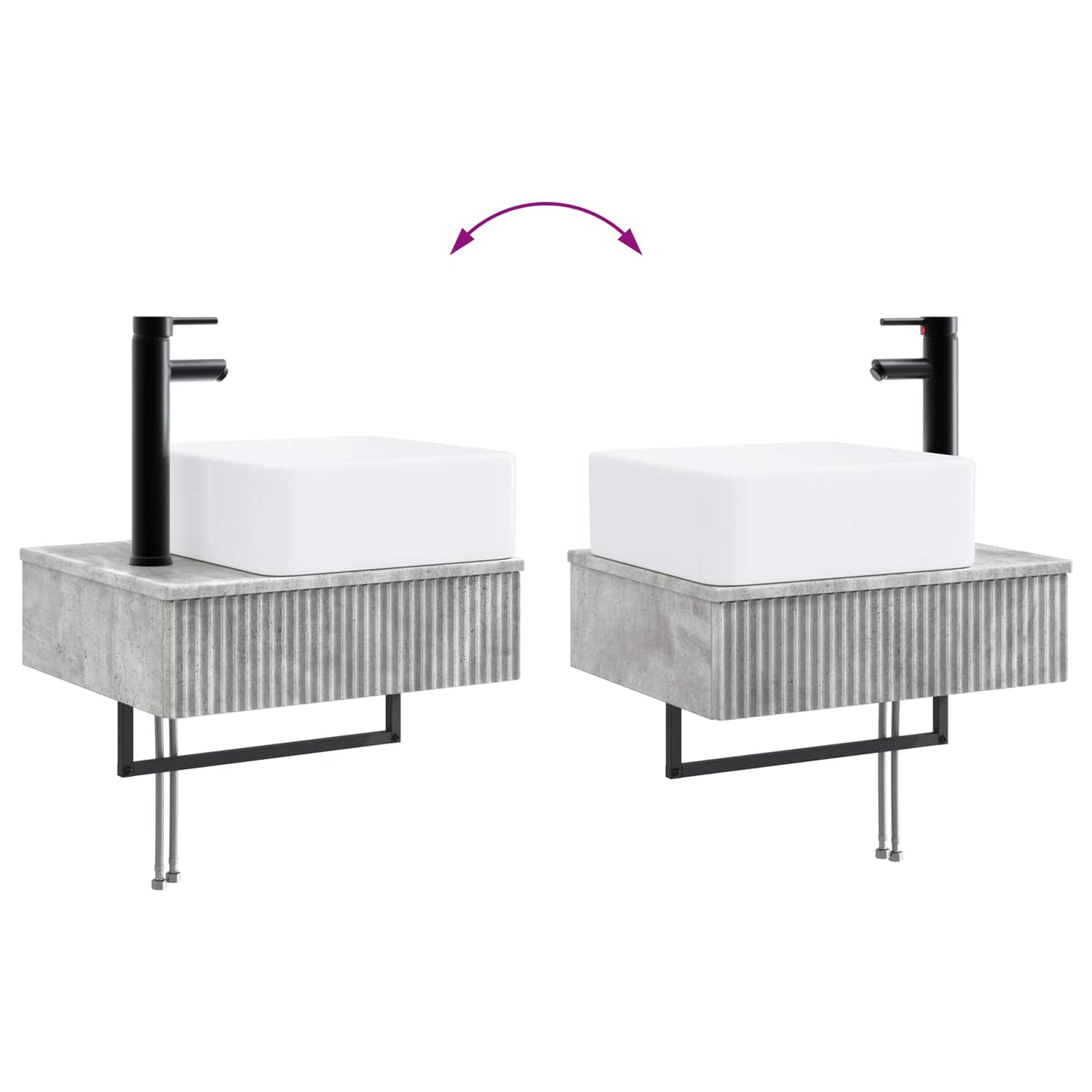Bathroom Cabinet Set 3 pcs Concrete Grey 53 x 35 x 39 cm