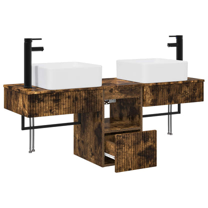 Bathroom Cabinet Set 3 pcs Smoked Oak 53 x 35 x 39 cm