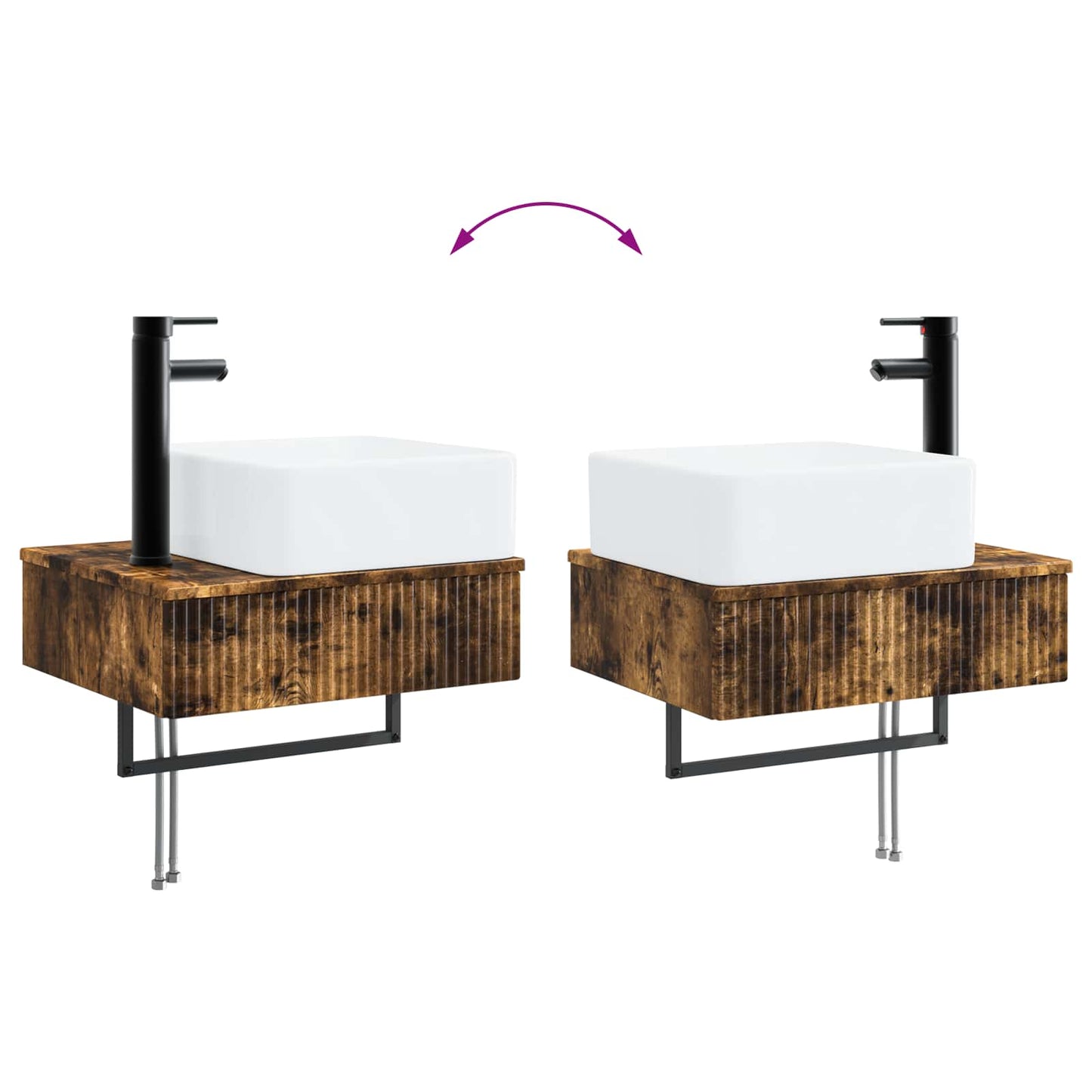 Bathroom Cabinet Set 3 pcs Smoked Oak 53 x 35 x 39 cm