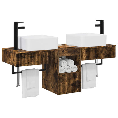 Bathroom Cabinet Set 3 pcs Smoked Oak 53 x 35 x 39 cm