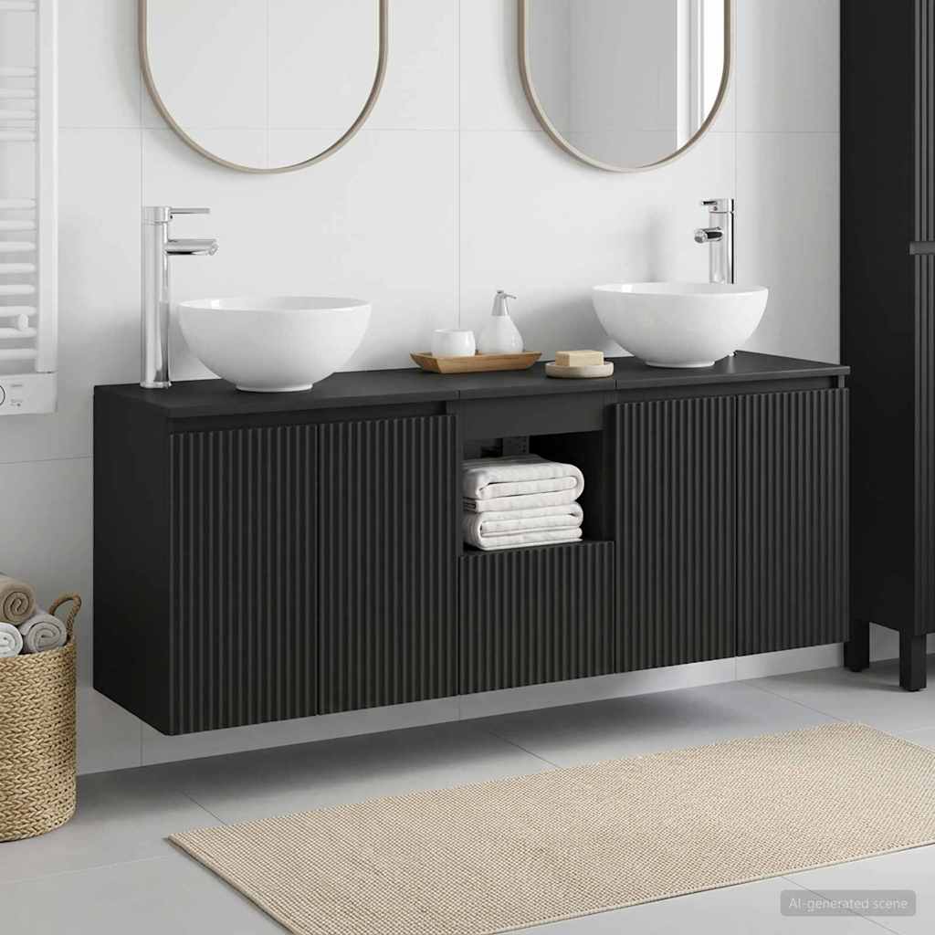 Bathroom Cabinet Set 3 pcs Black 49.5 x 35 x 63 cm