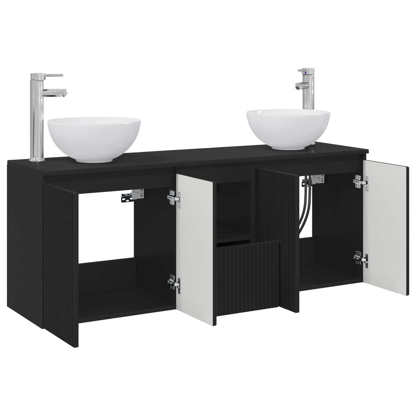 Bathroom Cabinet Set 3 pcs Black 49.5 x 35 x 63 cm