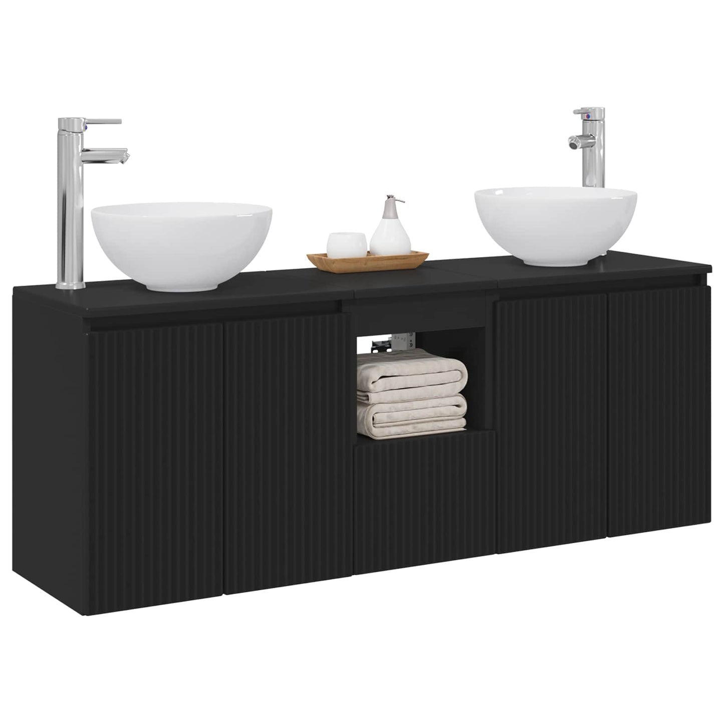 Bathroom Cabinet Set 3 pcs Black 49.5 x 35 x 63 cm