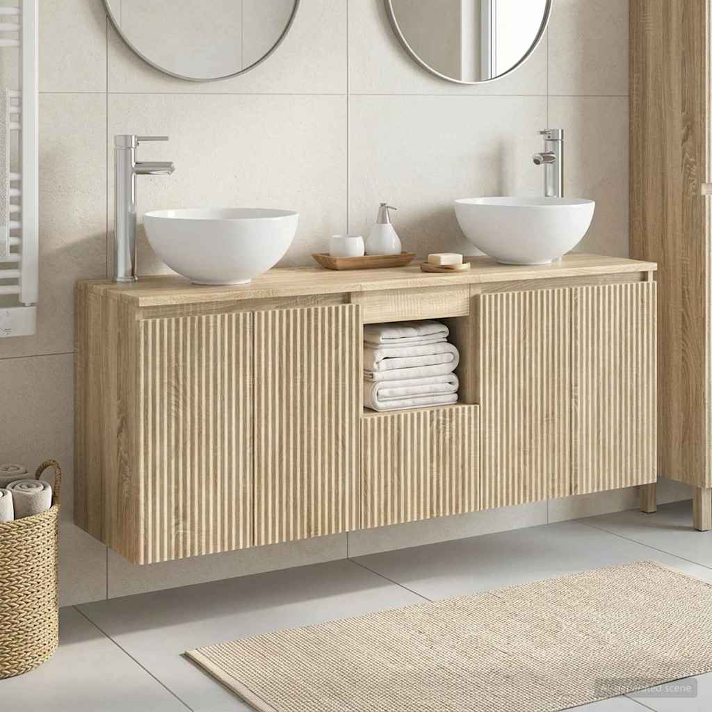 Bathroom Cabinet Set 3 pcs Sonoma Oak 49.5 x 35 x 63 cm