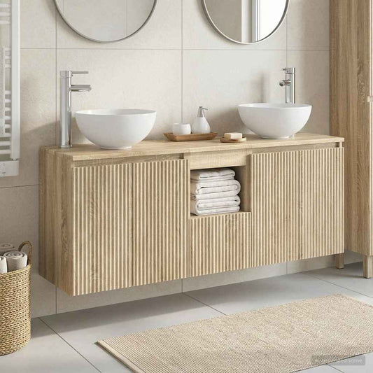 Bathroom Cabinet Set 3 pcs Sonoma Oak 49.5 x 35 x 63 cm