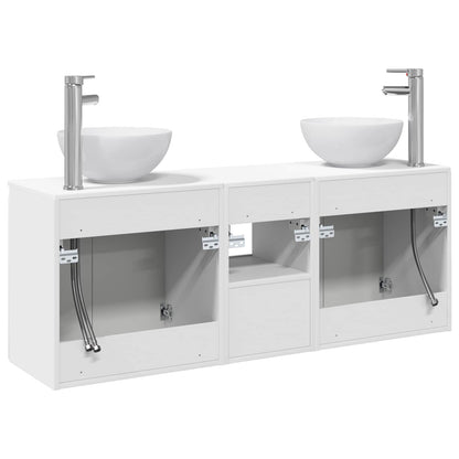 Bathroom Cabinet Set 3 pcs High Gloss White 49.5 x 35 x 63 cm