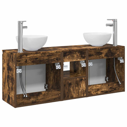 Bathroom Cabinet Set 3 pcs Smoked Oak 49.5 x 35 x 63 cm