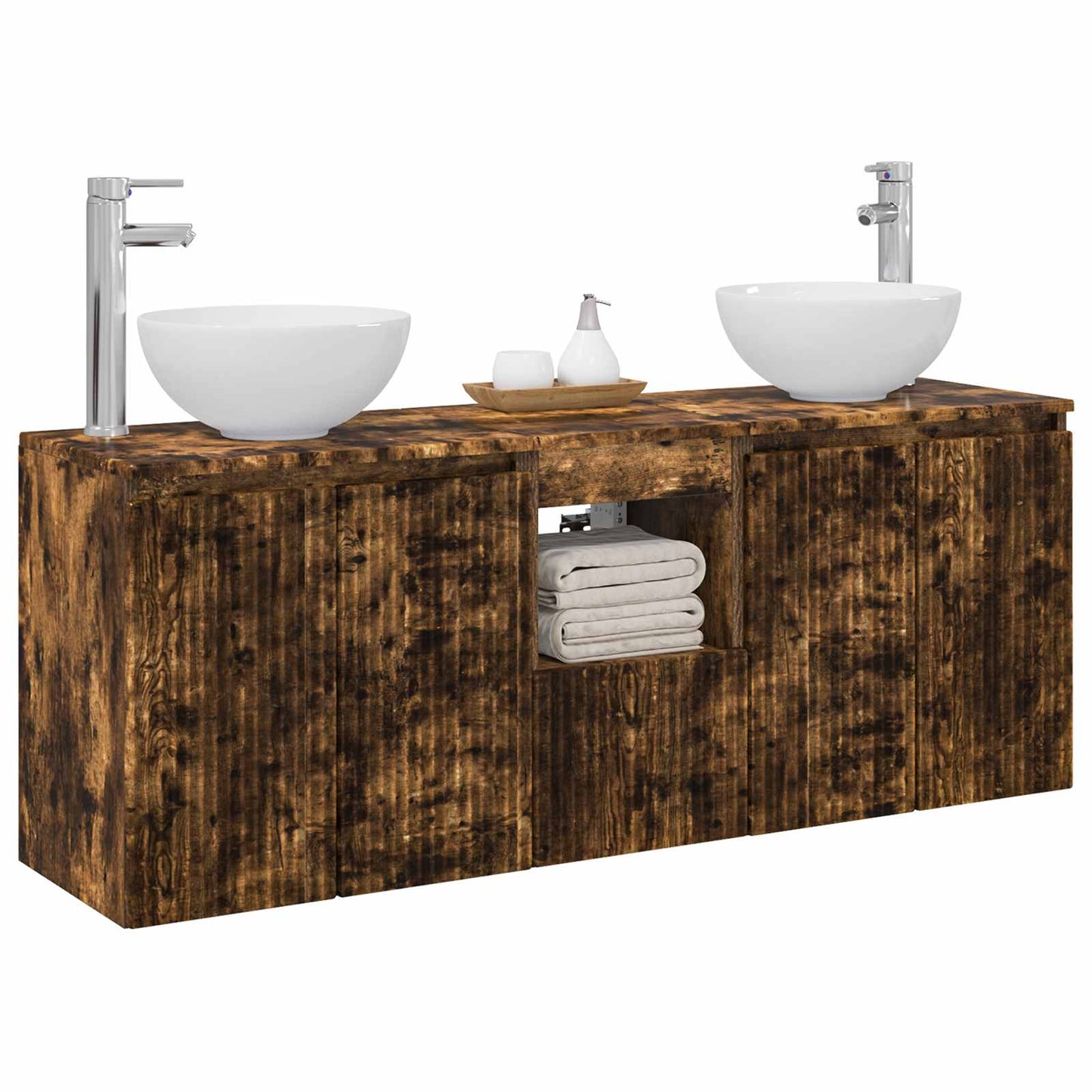 Bathroom Cabinet Set 3 pcs Smoked Oak 49.5 x 35 x 63 cm