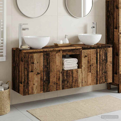 Bathroom Cabinet Set 3 pcs Old Wood 49.5 x 35 x 63 cm