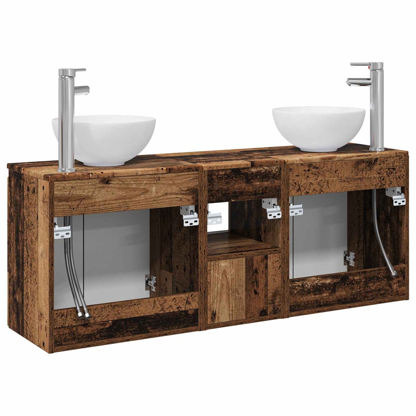 Bathroom Cabinet Set 3 pcs Old Wood 49.5 x 35 x 63 cm