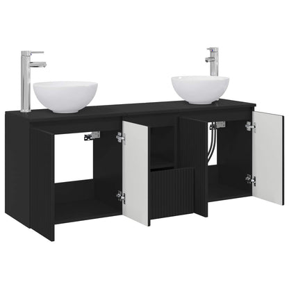 Bathroom Cabinet Set 3 pcs Black 49.5 x 41 x 64.5 cm