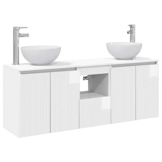 Bathroom Cabinet Set 3 pcs High Gloss White 49.5 x 41 x 64.5 cm