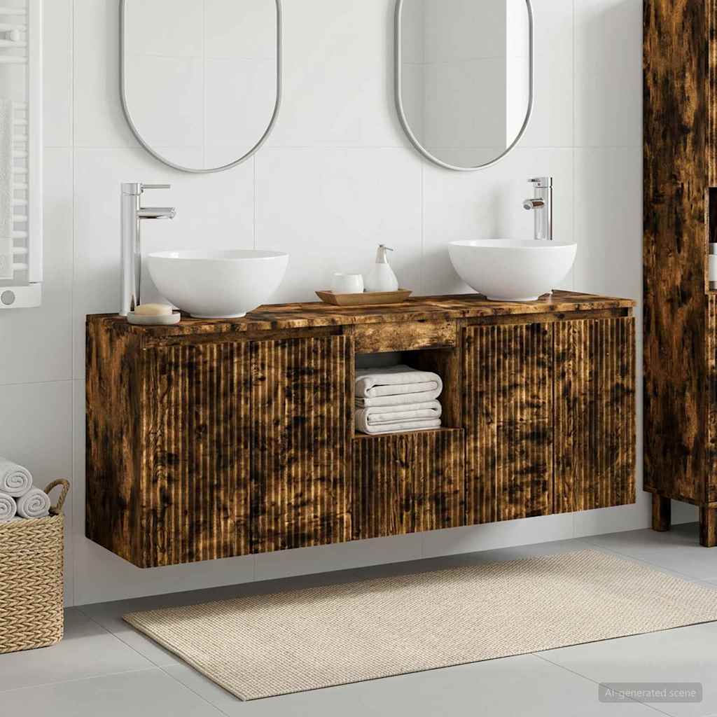 Bathroom Cabinet Set 3 pcs Smoked Oak 49.5 x 41 x 64.5 cm