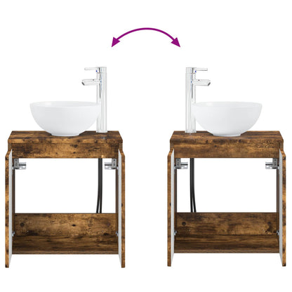 Bathroom Cabinet Set 3 pcs Smoked Oak 49.5 x 41 x 64.5 cm