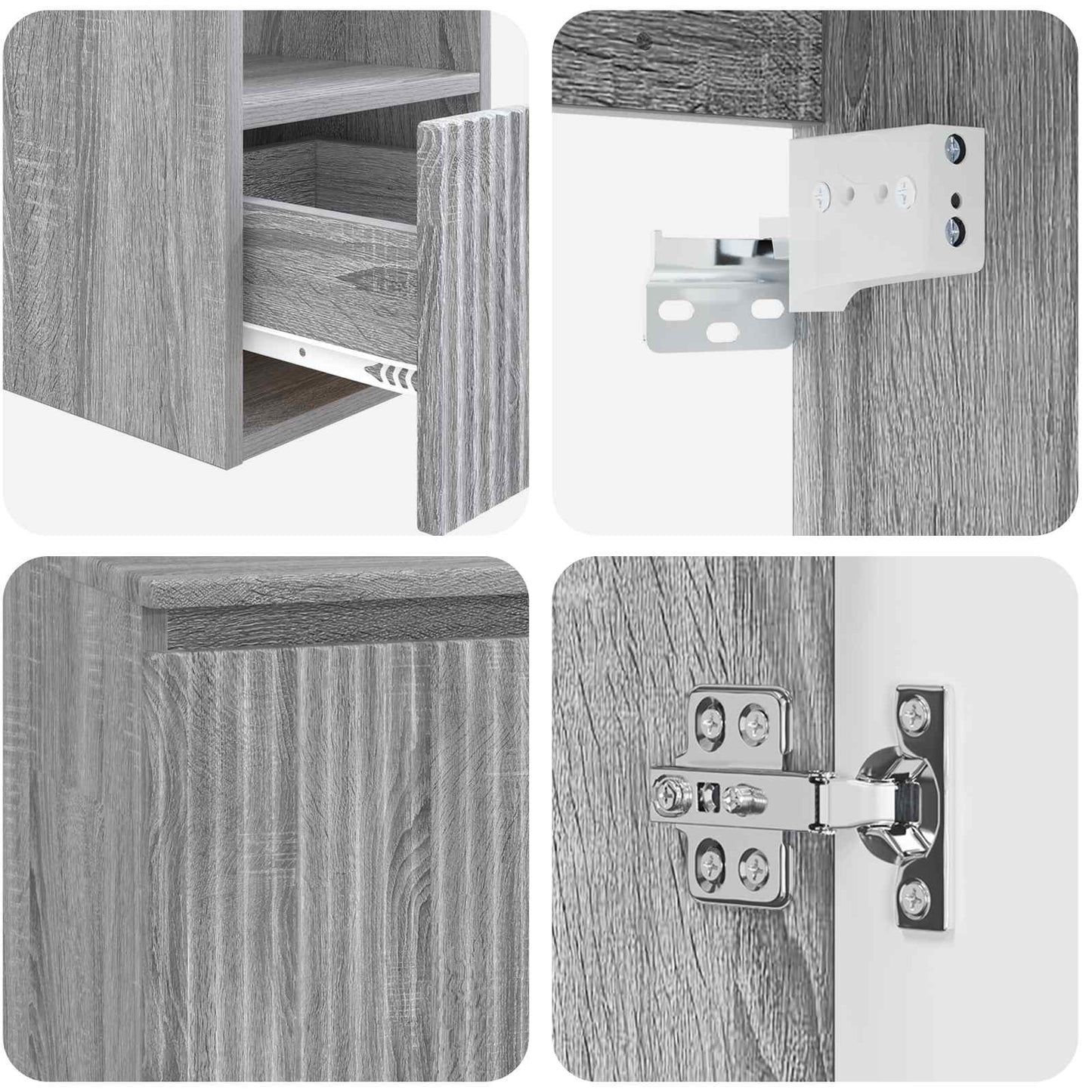 Bathroom Cabinet Set 3 pcs Grey Sonoma 49.5 x 41 x 64.5 cm