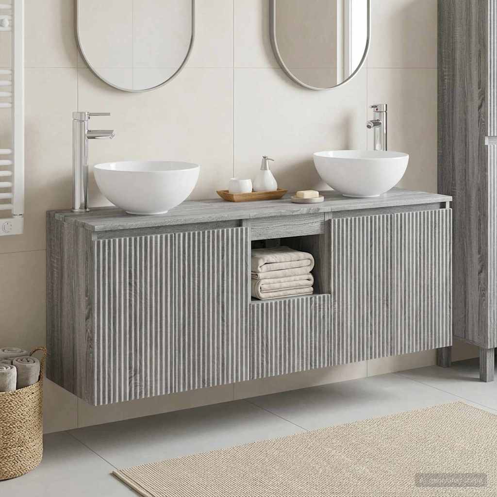 Bathroom Cabinet Set 3 pcs Grey Sonoma 49.5 x 41 x 64.5 cm