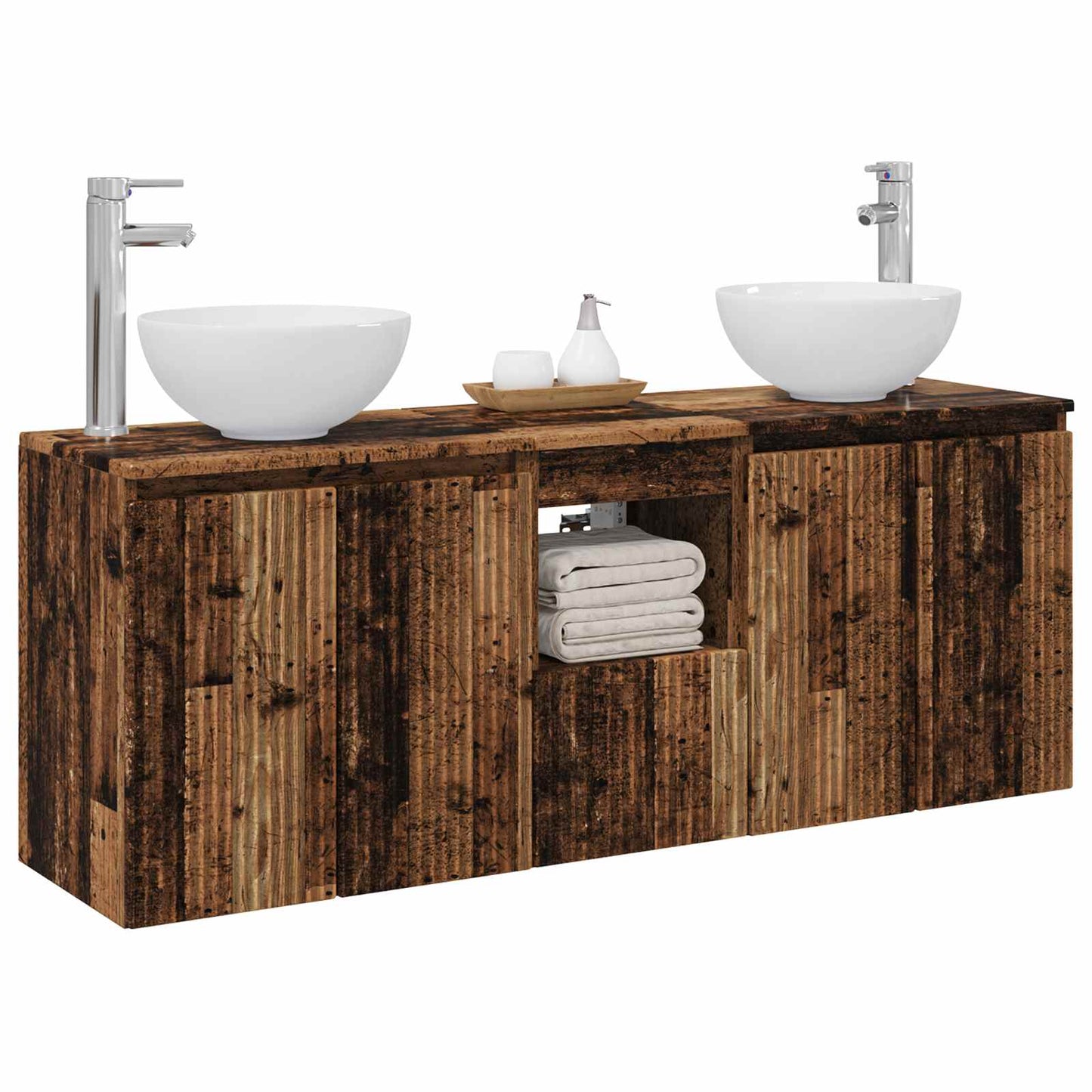 Bathroom Cabinet Set 3 pcs Old Wood 49.5 x 41 x 64.5 cm