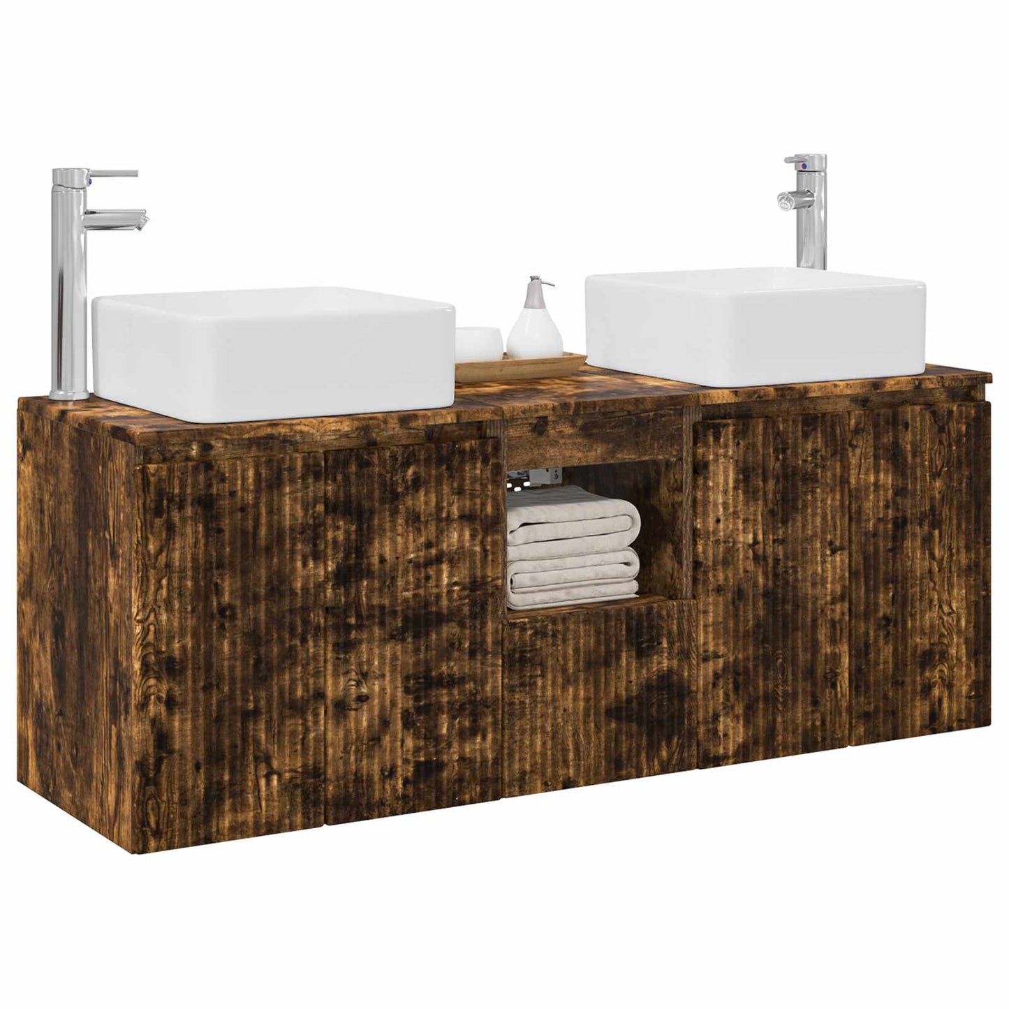 Bathroom Cabinet Set 3 pcs Smoked Oak 49.5 x 41 x 63 cm