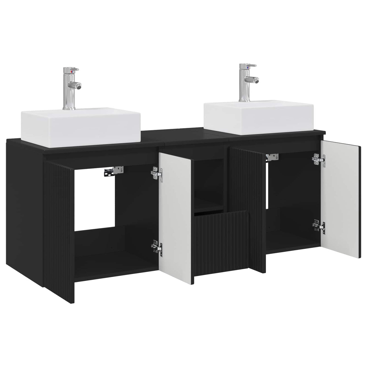 Bathroom Cabinet Set 3 pcs Black 49.5 x 41 x 62.5 cm