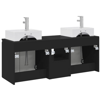 Bathroom Cabinet Set 3 pcs Black 49.5 x 41 x 62.5 cm