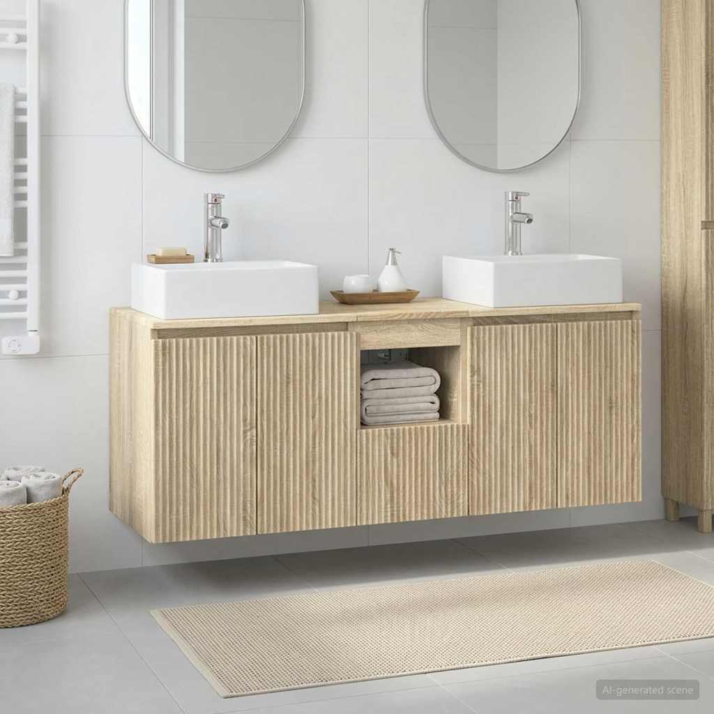 Bathroom Cabinet Set 3 pcs Sonoma Oak 49.5 x 41 x 62.5 cm