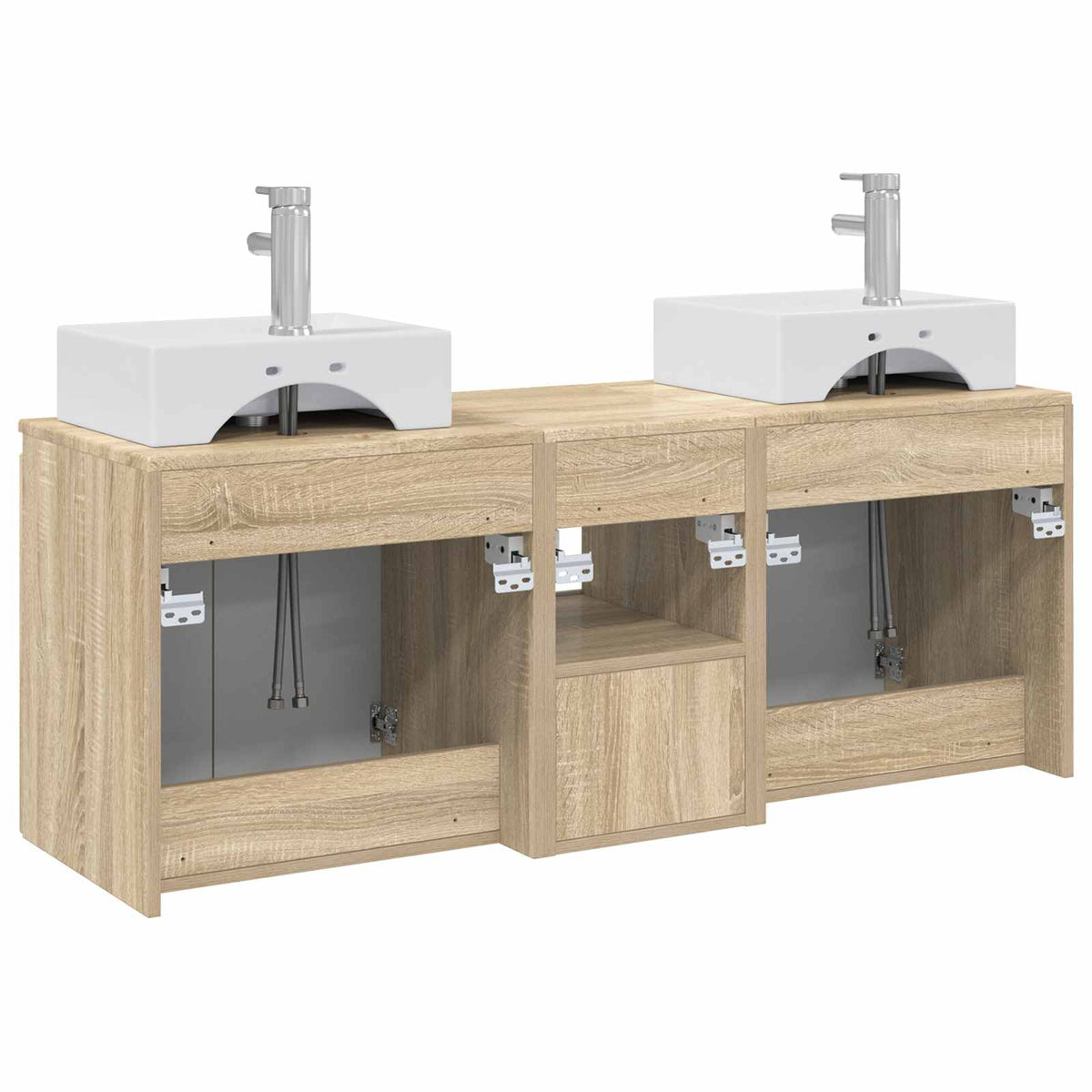 Bathroom Cabinet Set 3 pcs Sonoma Oak 129 x 41 x 79.5 cm