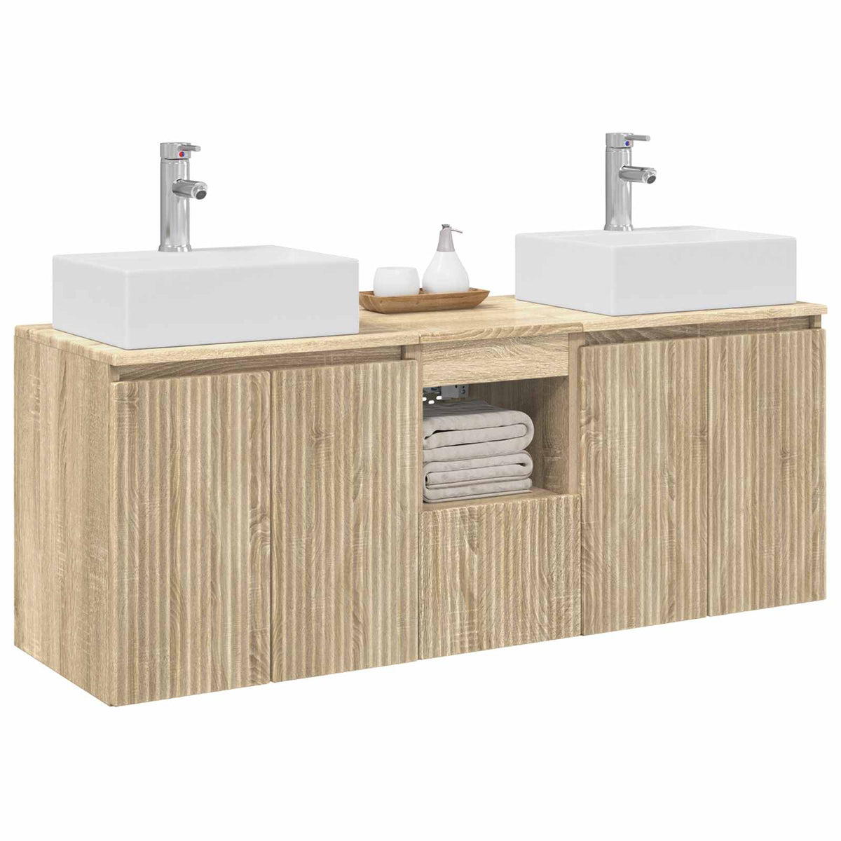 Bathroom Cabinet Set 3 pcs Sonoma Oak 129 x 41 x 79.5 cm