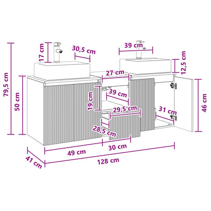 Bathroom Cabinet Set 3 pcs Sonoma Oak 49.5 x 41 x 62.5 cm