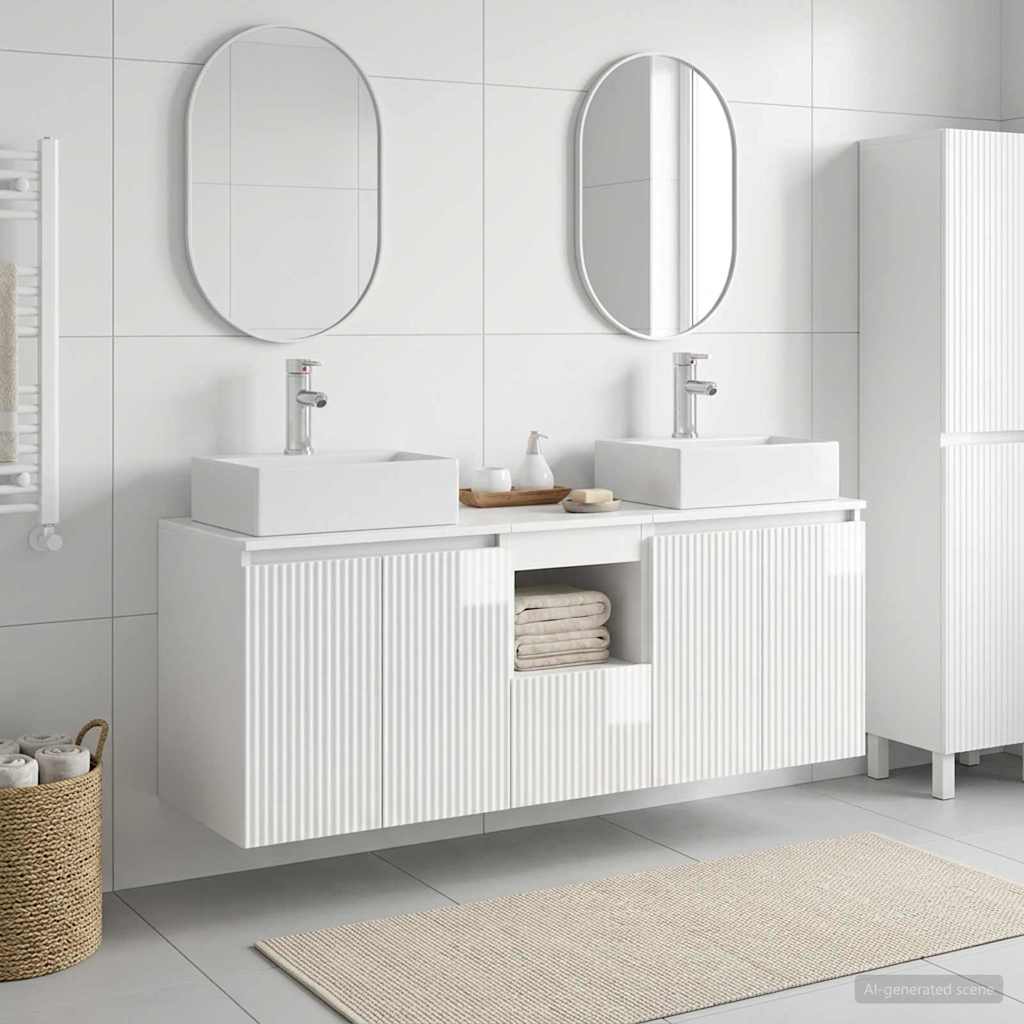 Bathroom Cabinet Set 3 pcs High Gloss White 49.5 x 41 x 62.5 cm