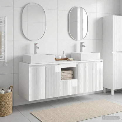 Bathroom Cabinet Set 3 pcs High Gloss White 129 x 41 x 79.5 cm