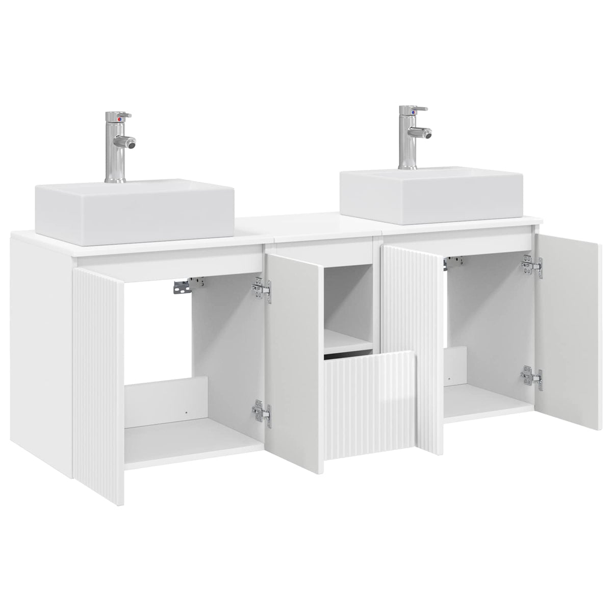 Bathroom Cabinet Set 3 pcs High Gloss White 129 x 41 x 79.5 cm
