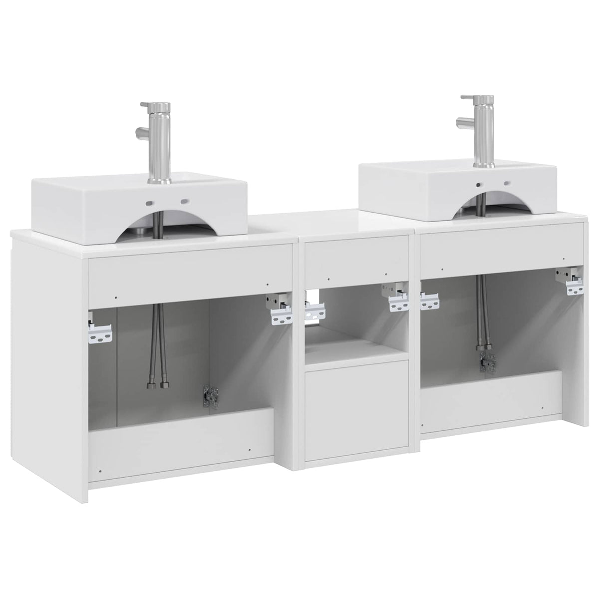 Bathroom Cabinet Set 3 pcs High Gloss White 129 x 41 x 79.5 cm