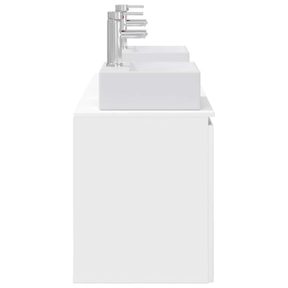 Bathroom Cabinet Set 3 pcs High Gloss White 129 x 41 x 79.5 cm