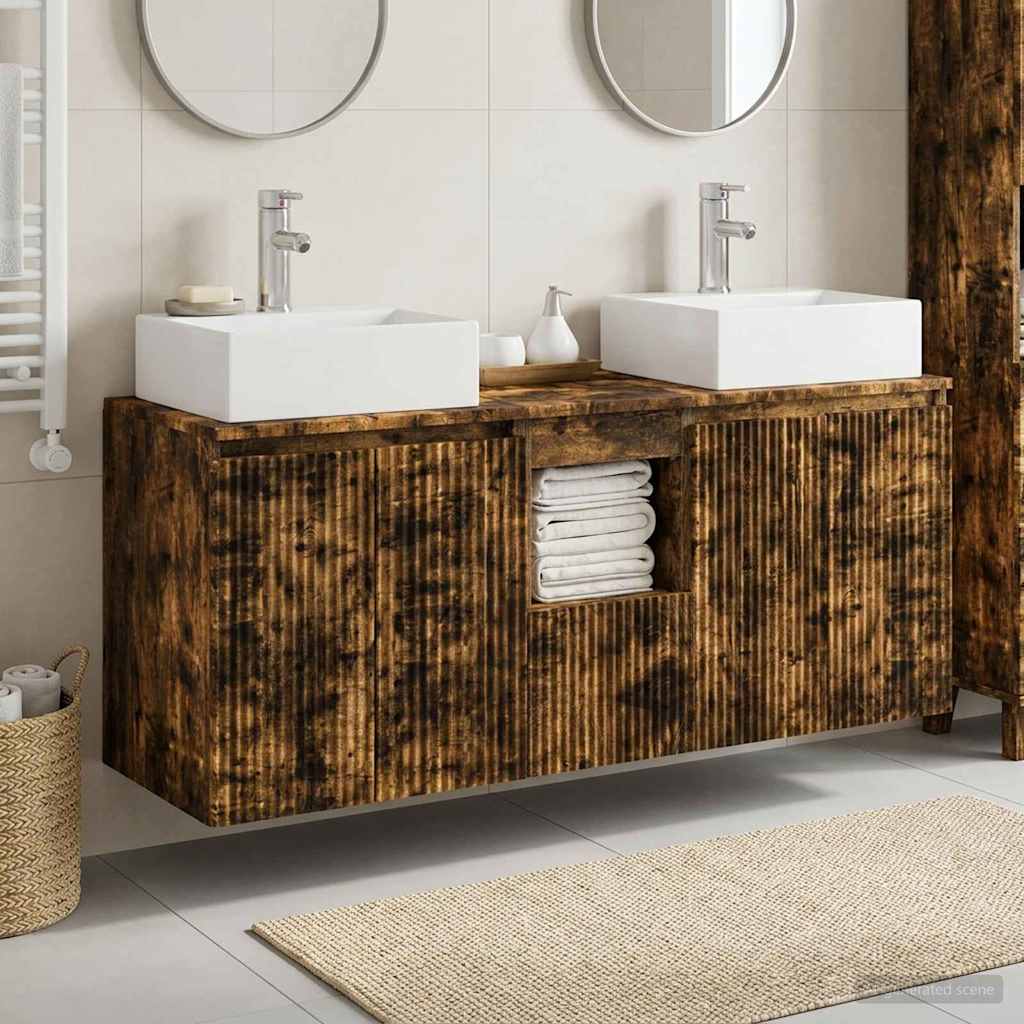 Bathroom Cabinet Set 3 pcs Smoked Oak 49.5 x 41 x 62.5 cm