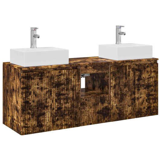 Bathroom Cabinet Set 3 pcs Smoked Oak 49.5 x 41 x 62.5 cm