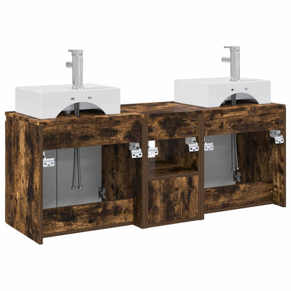 Bathroom Cabinet Set 3 pcs Smoked Oak 49.5 x 41 x 62.5 cm