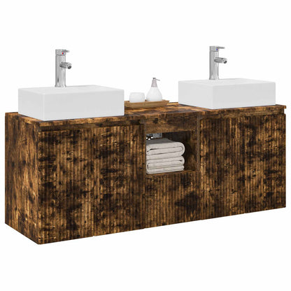 Bathroom Cabinet Set 3 pcs Smoked Oak 49.5 x 41 x 62.5 cm